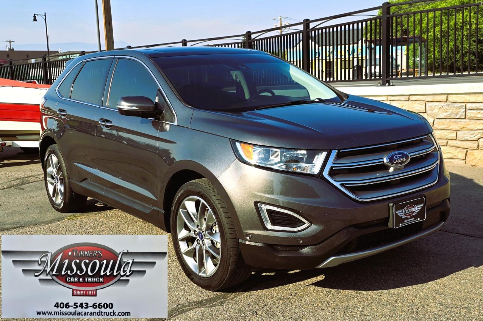2017 Charcoal /Black Ford Edge Titanium AWD (2FMPK4K92HB) with an 2.0L L4 DOHC 16V engine, 6A transmission, located at 450 N Russell, Missoula, MT, 59801, (406) 543-6600, 46.874496, -114.017433 - One of the Nicest Used Vehicles in Missoula. One Owner. Only 85K Miles on the 2.0L I4 Engine. 6 Speed Automatic Transmission. All Wheel Drive. Huge Panoramic Sunroof. Leather Interior. Front Power Seats that are both Heated and Cooled. Rear Seats are Heated. Heated Steering Wheel. Navigation. Adapti- Photo#4
