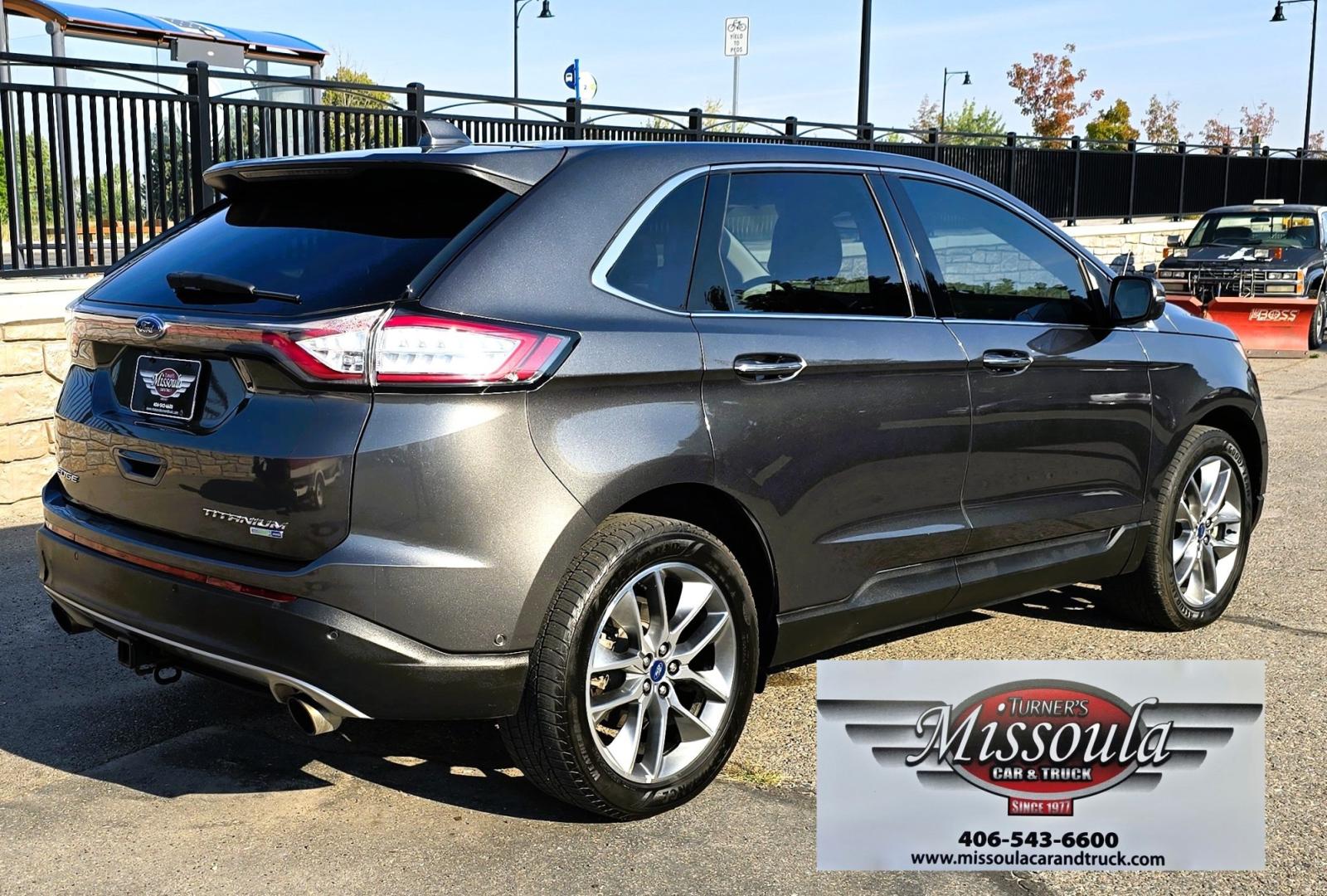 2017 Charcoal /Black Ford Edge Titanium AWD (2FMPK4K92HB) with an 2.0L L4 DOHC 16V engine, 6A transmission, located at 450 N Russell, Missoula, MT, 59801, (406) 543-6600, 46.874496, -114.017433 - One of the Nicest Used Vehicles in Missoula. One Owner. Only 85K Miles on the 2.0L I4 Engine. 6 Speed Automatic Transmission. All Wheel Drive. Huge Panoramic Sunroof. Leather Interior. Front Power Seats that are both Heated and Cooled. Rear Seats are Heated. Heated Steering Wheel. Navigation. Adapti- Photo#5