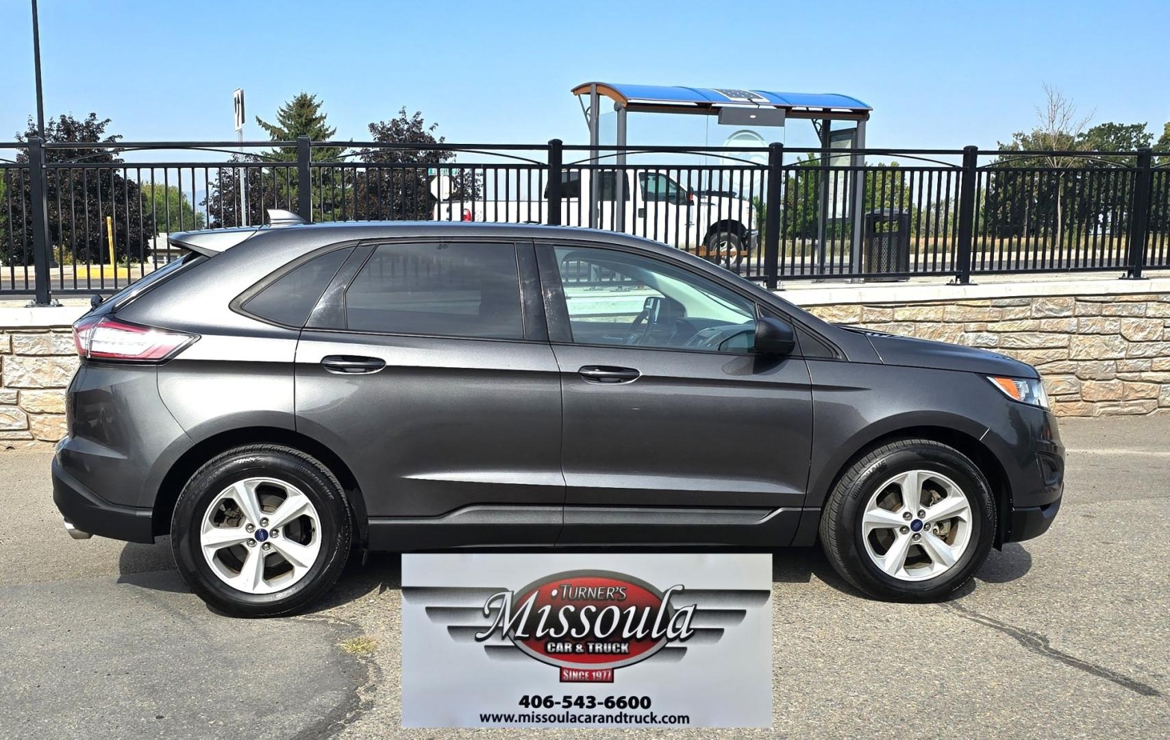 2015 Grey /Gray Ford Edge SE FWD (2FMTK3G92FB) with an 2.0L L4 DOHC 16V engine, 6A transmission, located at 450 N Russell, Missoula, MT, 59801, (406) 543-6600, 46.874496, -114.017433 - Clean Front Wheel Drive SUV with Good Miles for it's age. 2.0L I4 Engine. 6 Speed Automatic Transmission. Air Conditioning. Cruise Control. Power Windows and Locks. Backup Camera. AM FM CD Player with Bluetooth and Microsoft Sync. Clean Title and Carfax.- Photo#1