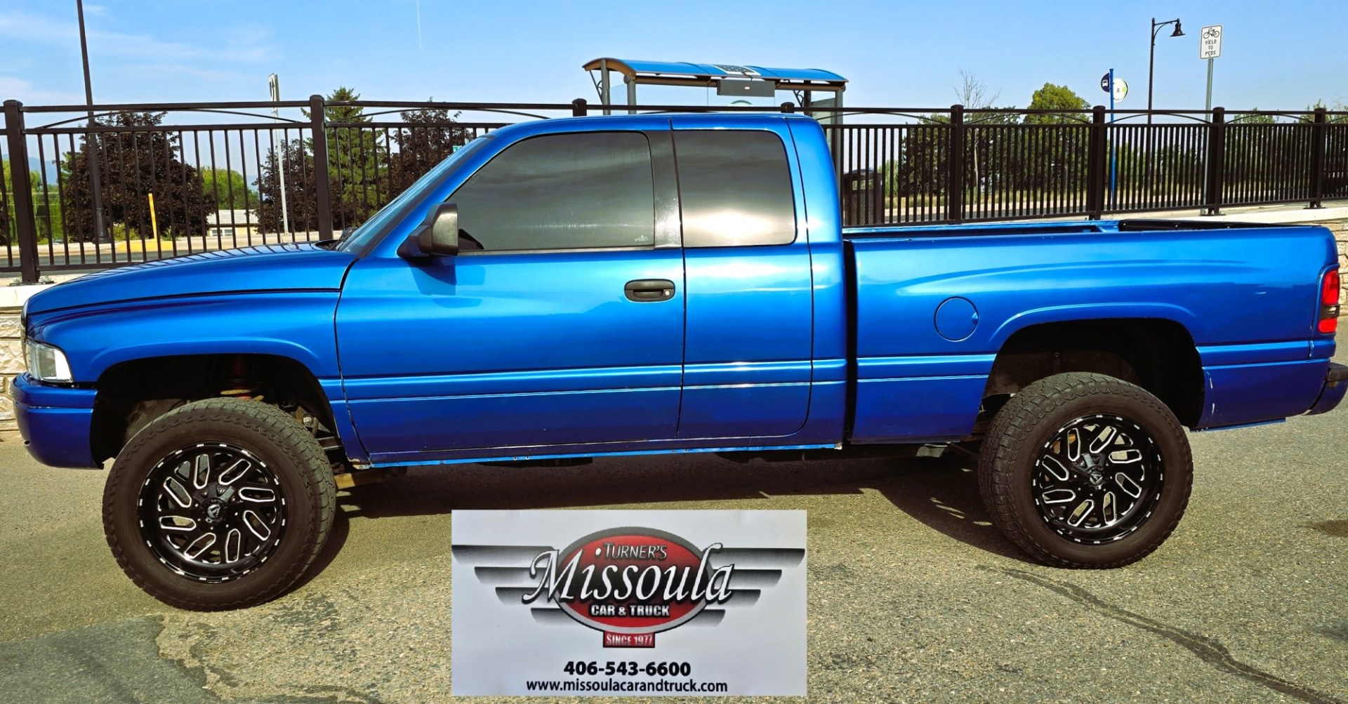 2001 Blue /Gray Dodge Ram 1500 Quad Cab short Bed 4WD (3B7HF13Z21G) with an 5.9L V8 OHV 16V engine, Automatic transmission, located at 450 N Russell, Missoula, MT, 59801, (406) 543-6600, 46.874496, -114.017433 - Nice Shiny Blue 4x4 Dodge with a 360 V8 (5.9L) Automatic Transmission. Nice Fuel Brand Wheels. Air Conditioning. Power Windows and Locks. Cruise Control. Clean Interior. Runs and Drives Great. Ready for you to Chrome Out or leave the way she looks, which is Fantastic.- Photo#0