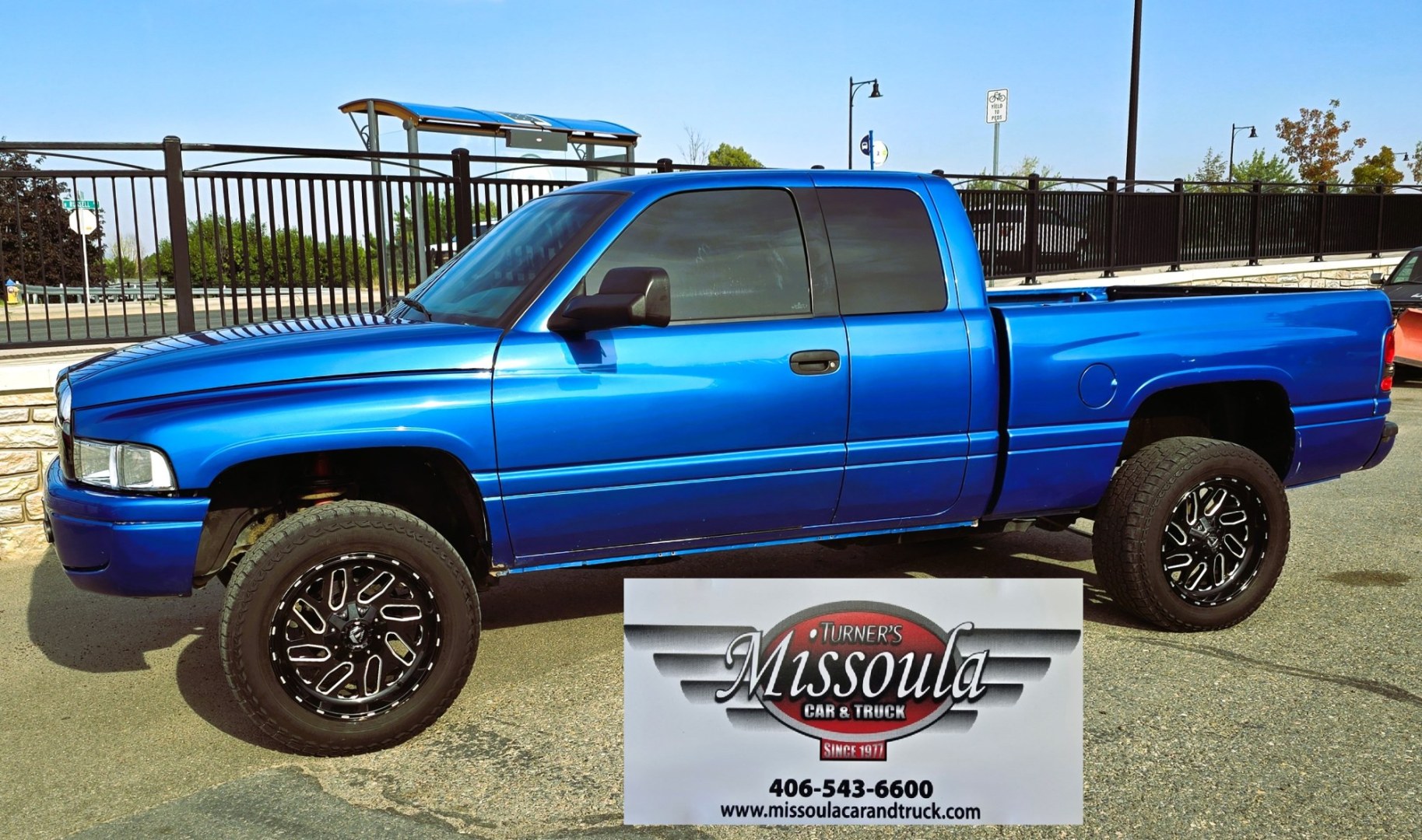2001 Blue /Gray Dodge Ram 1500 Quad Cab short Bed 4WD (3B7HF13Z21G) with an 5.9L V8 OHV 16V engine, Automatic transmission, located at 450 N Russell, Missoula, MT, 59801, (406) 543-6600, 46.874496, -114.017433 - Nice Shiny Blue 4x4 Dodge with a 360 V8 (5.9L) Automatic Transmission. Nice Fuel Brand Wheels. Air Conditioning. Power Windows and Locks. Cruise Control. Clean Interior. Runs and Drives Great. Ready for you to Chrome Out or leave the way she looks, which is Fantastic.- Photo#1