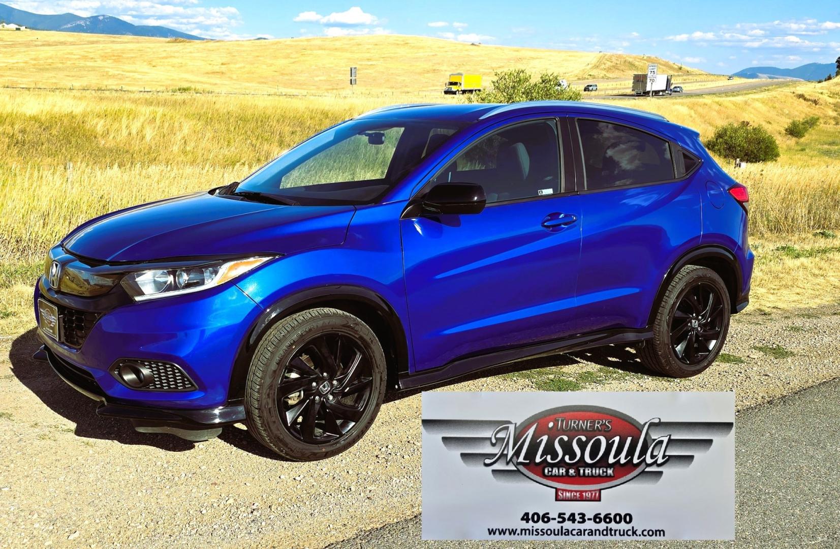 2021 Blue /Black Honda HR-V Sport AWD (3CZRU6H1XMM) with an 1.8L L4 DOHC 16V engine, CVT transmission, located at 450 N Russell, Missoula, MT, 59801, (406) 543-6600, 46.874496, -114.017433 - Salvage Title but Like New Condition. Only 53,500 miles. 1.8L I4 Engine. All Wheel Drive. Air Conditioning. Cruise Control. Power Windows and Locks. AM FM Bluetooth Audio and Phone Connectivity. Air Bags Did NOT Deploy. The accident was on the front and drivers side. The Body and Paint work is i- Photo#0