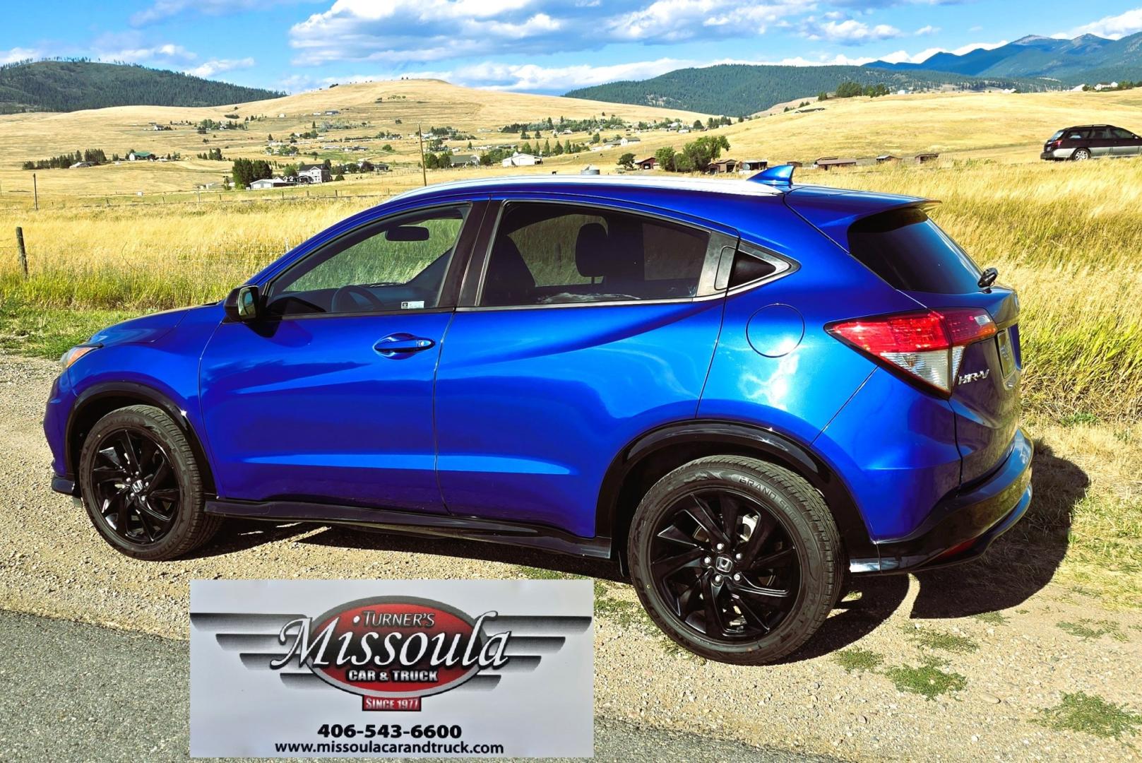 2021 Blue /Black Honda HR-V Sport AWD (3CZRU6H1XMM) with an 1.8L L4 DOHC 16V engine, CVT transmission, located at 450 N Russell, Missoula, MT, 59801, (406) 543-6600, 46.874496, -114.017433 - Salvage Title but Like New Condition. Only 53,500 miles. 1.8L I4 Engine. All Wheel Drive. Air Conditioning. Cruise Control. Power Windows and Locks. AM FM Bluetooth Audio and Phone Connectivity. Air Bags Did NOT Deploy. The accident was on the front and drivers side. The Body and Paint work is i- Photo#1