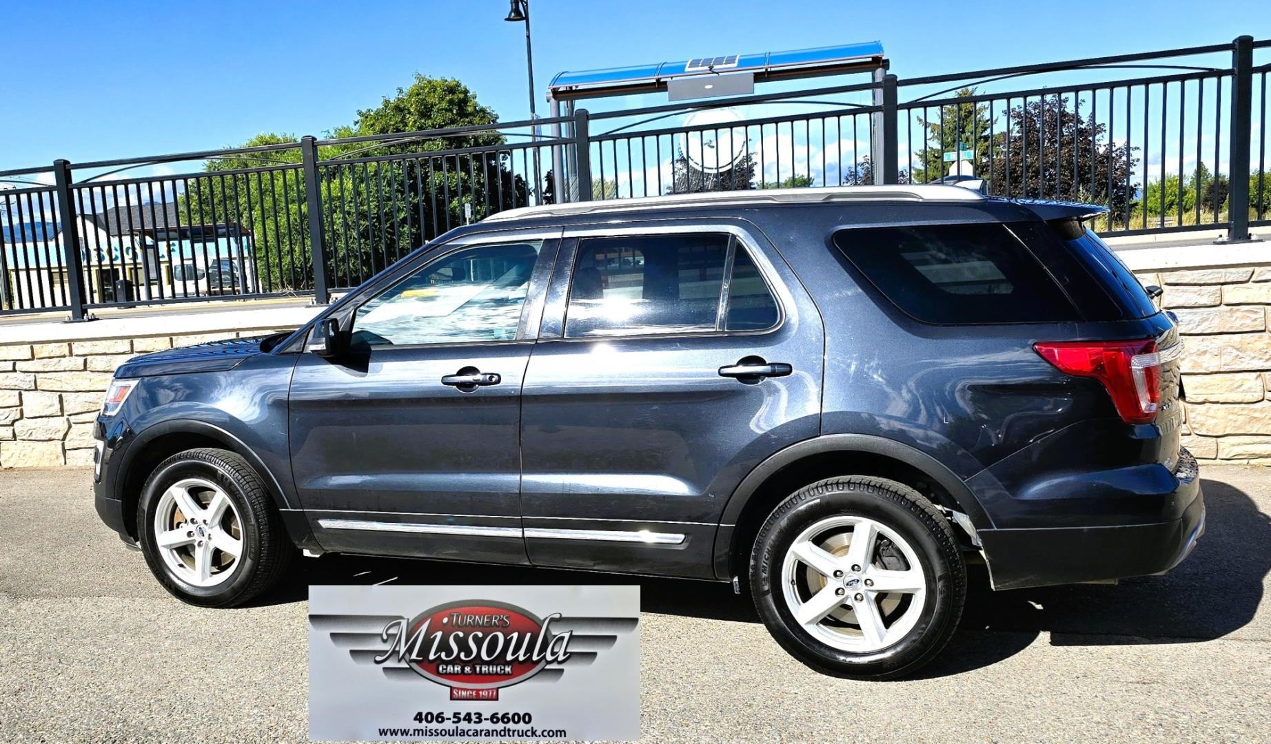 2017 Grey /Black Ford Explorer XLT 4WD (1FM5K8DH4HG) with an 2.3L L4 DOHC 16V engine, 6A transmission, located at 450 N Russell, Missoula, MT, 59801, (406) 543-6600, 46.874496, -114.017433 - Another Sturdy AWD SUV from Missoula Car and Truck. Economical 2.3L I4 Engine. 6 Speed Automatic Transmission. Third Row Seats. Front and Rear Climate Control. Air. Cruise. Tilt. Power Windows and Locks. AM FM XM CD Player. Bluetooth Audio and Phone Connection. Backup Camera. Two Owner. Clean Title- Photo#1