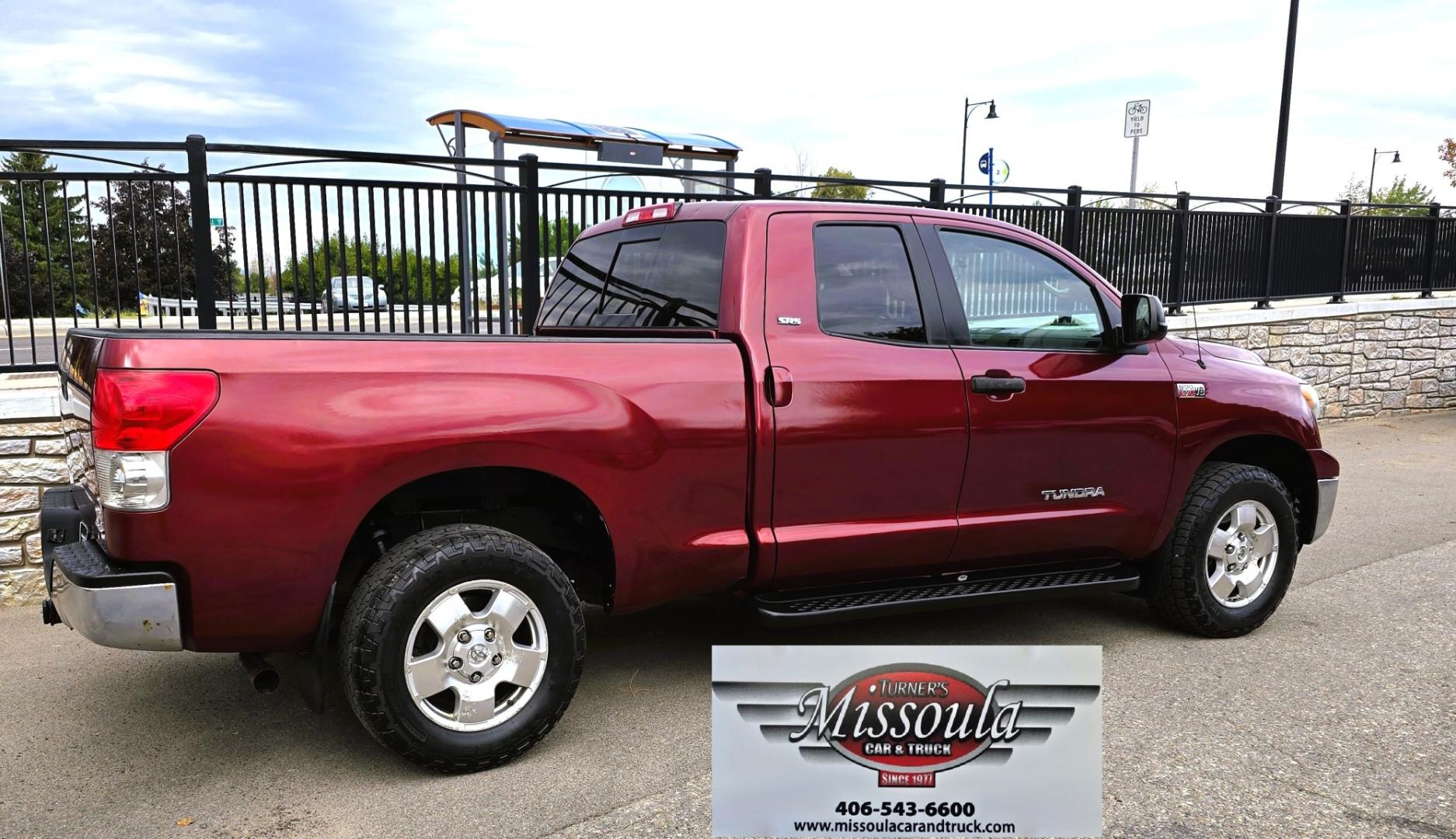 2008 Maroon /Tan Toyota Tundra SR5 Double Cab 5.7L 4WD (5TFBV54198X) with an 5.7L V8 DOHC 32V engine, 6A OD transmission, located at 450 N Russell, Missoula, MT, 59801, (406) 543-6600, 46.874496, -114.017433 - One Owner 2008 Tundra with a Strong 5.7L V8 Engine. Automatic Transmission. 6.5 Foot Bed. Freshly Serviced Air Conditioning. Power Windows and Locks. Cloth Seats. AM FM CD Player. Running Board. Tool Box. We Finance through local Credit Unions. We do NOT offer In House (Buy Here Pay Here) Financ- Photo#2