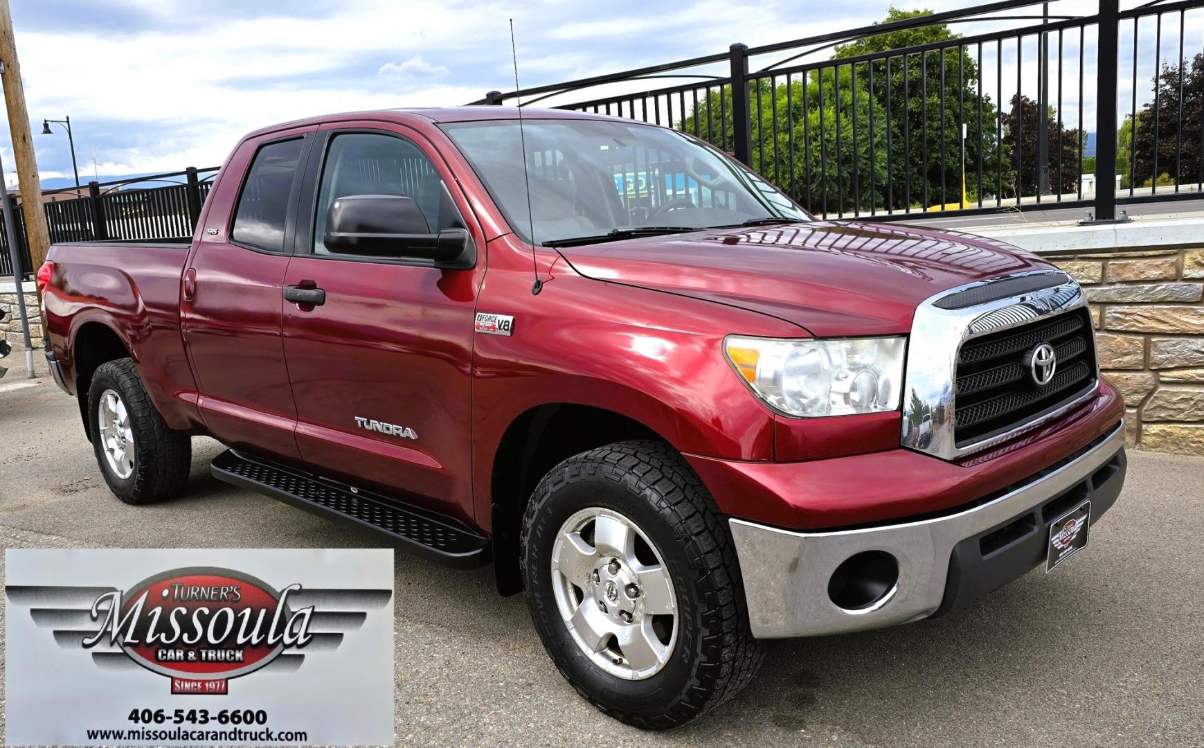 2008 Maroon /Tan Toyota Tundra SR5 Double Cab 5.7L 4WD (5TFBV54198X) with an 5.7L V8 DOHC 32V engine, 6A OD transmission, located at 450 N Russell, Missoula, MT, 59801, (406) 543-6600, 46.874496, -114.017433 - One Owner 2008 Tundra with a Strong 5.7L V8 Engine. Automatic Transmission. 6.5 Foot Bed. Freshly Serviced Air Conditioning. Power Windows and Locks. Cloth Seats. AM FM CD Player. Running Board. Tool Box. We Finance through local Credit Unions. We do NOT offer In House (Buy Here Pay Here) Financ- Photo#4