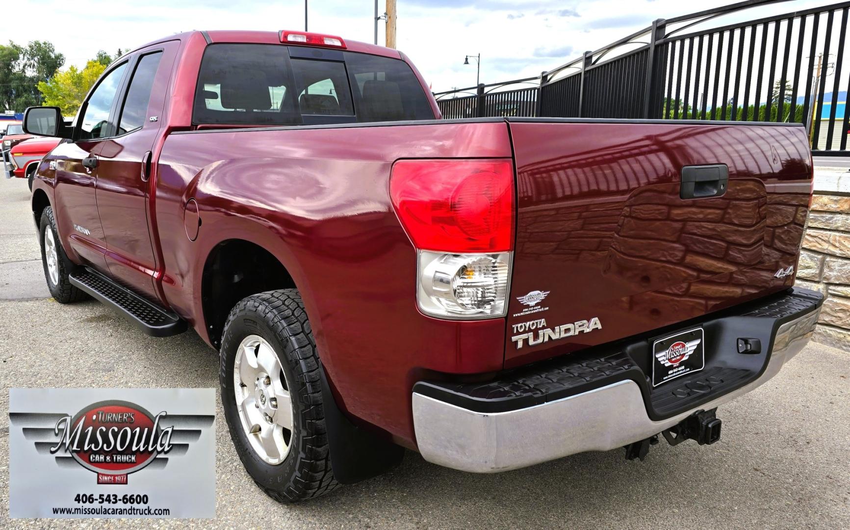 2008 Maroon /Tan Toyota Tundra SR5 Double Cab 5.7L 4WD (5TFBV54198X) with an 5.7L V8 DOHC 32V engine, 6A OD transmission, located at 450 N Russell, Missoula, MT, 59801, (406) 543-6600, 46.874496, -114.017433 - One Owner 2008 Tundra with a Strong 5.7L V8 Engine. Automatic Transmission. 6.5 Foot Bed. Freshly Serviced Air Conditioning. Power Windows and Locks. Cloth Seats. AM FM CD Player. Running Board. Tool Box. We Finance through local Credit Unions. We do NOT offer In House (Buy Here Pay Here) Financ- Photo#8