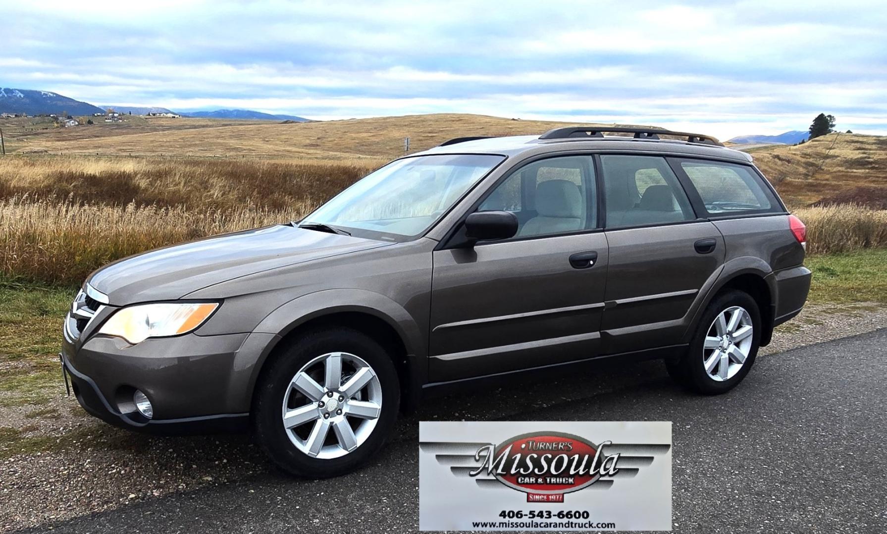 2009 Green /Tan Subaru Outback 2.5i (4S4BP61C497) with an 2.5L H4 SOHC 16V engine, 4 Speed Automatic transmission, located at 450 N Russell, Missoula, MT, 59801, (406) 543-6600, 46.874496, -114.017433 - The most popular car in Missoula. AWD and Dependable. 2.5L H4 Engine. Automatic Transmission. Heated Seats for those long Montana Winters. Power Drivers Seat. Ice Cold Air Conditioning. AM FM CD Player. Cruise Control. Back Seats for down for lots of room for your snowboard. We Finance through l- Photo#1